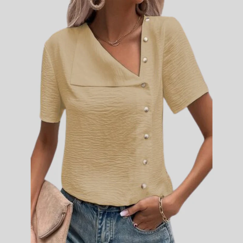 Nina® | Stylish Designer Blouse With Button Placket And Button Closure - Image 3
