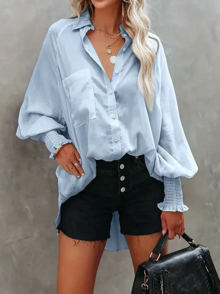 Nives® | Elegant Long-Sleeved Button-Down Polo Blouse - Image 3