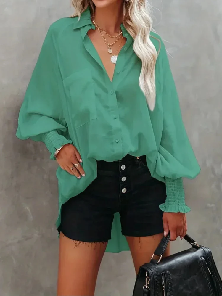 Nives® | Elegant Long-Sleeved Button-Down Polo Blouse - Image 4