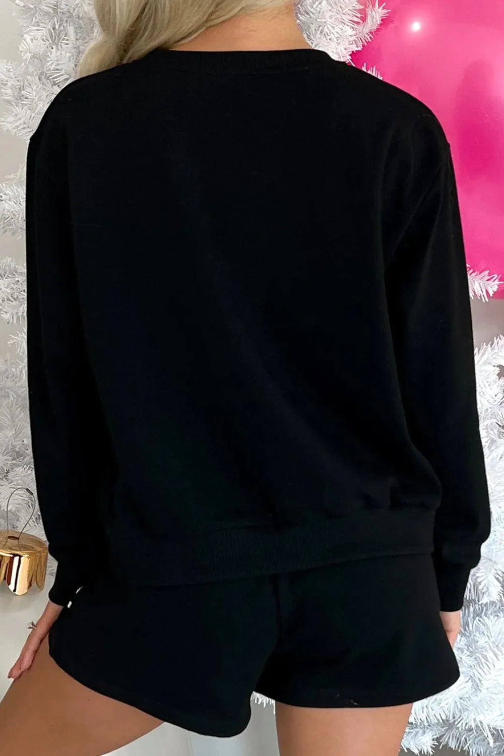 Noelia | MERRY sequined crew neck long sleeve top and shorts set - Image 2