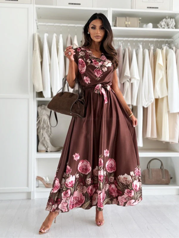 Noelia® | Women'S Floral Print Maxi Dress With Elegant High Slit - Image 8