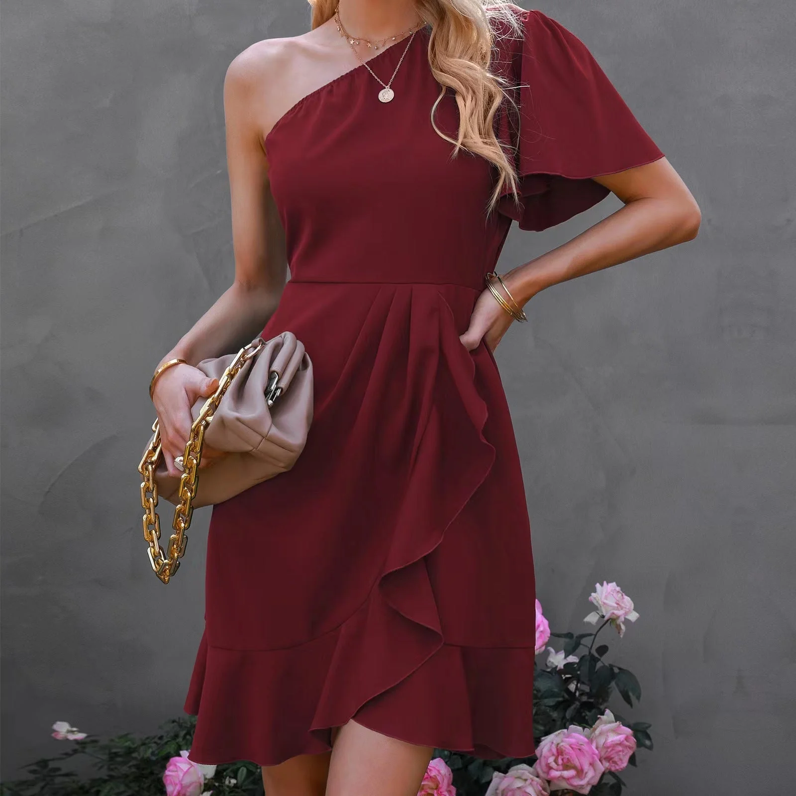 Nora® | Elegant One Shoulder Mini Dress - Image 2