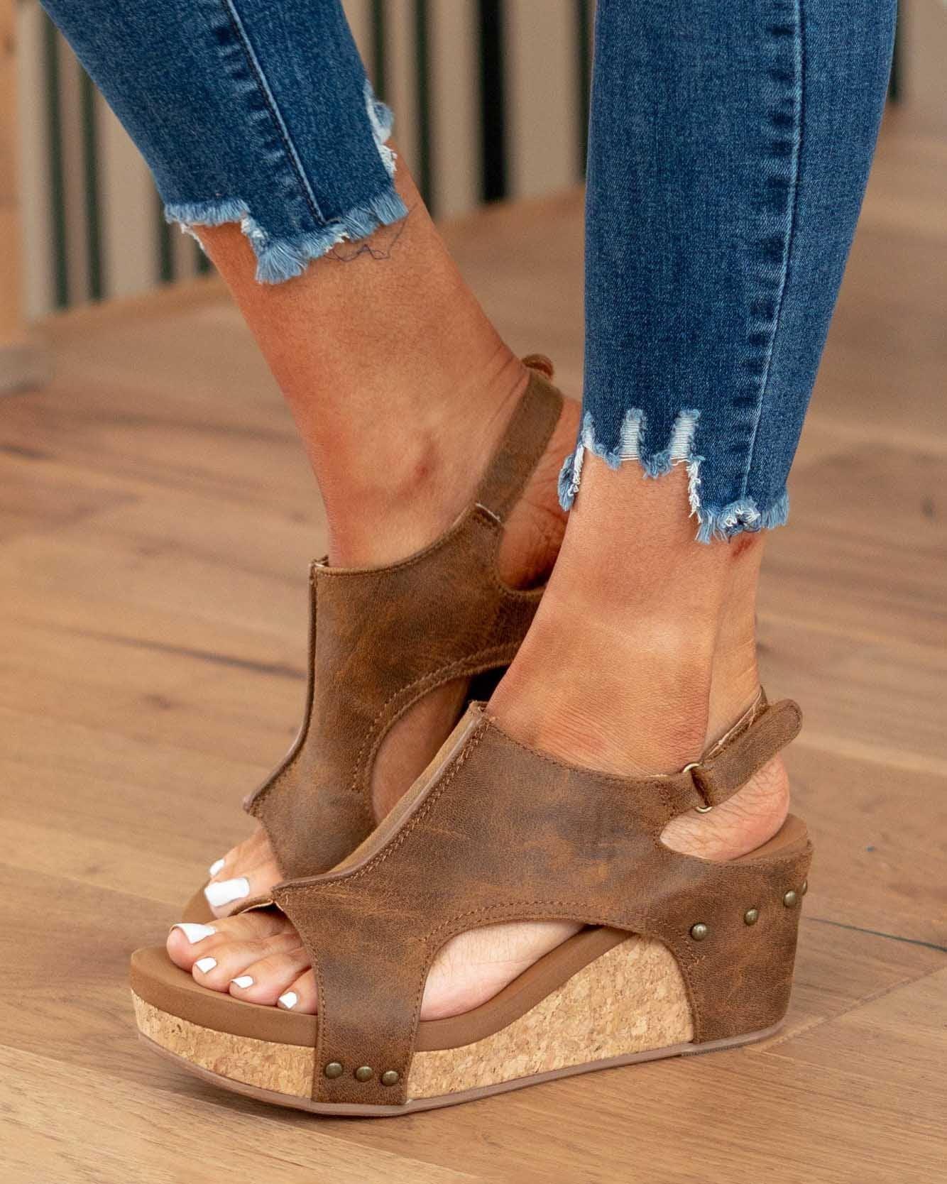 Nora® | Tulum Sandals Comfortable Open Toe Leather Wedges - Image 6