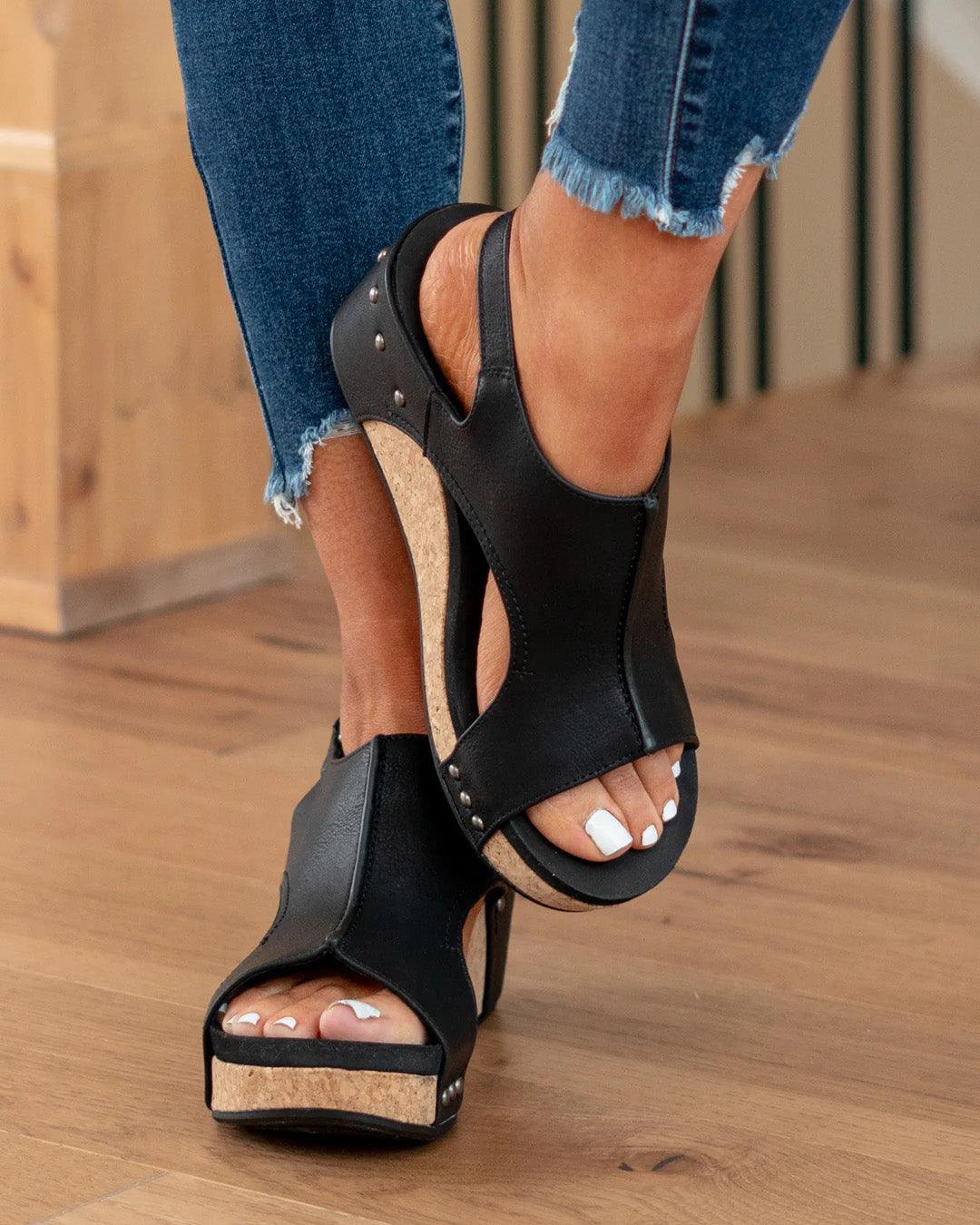 Nora® | Tulum Sandals Comfortable Open Toe Leather Wedges - Image 9