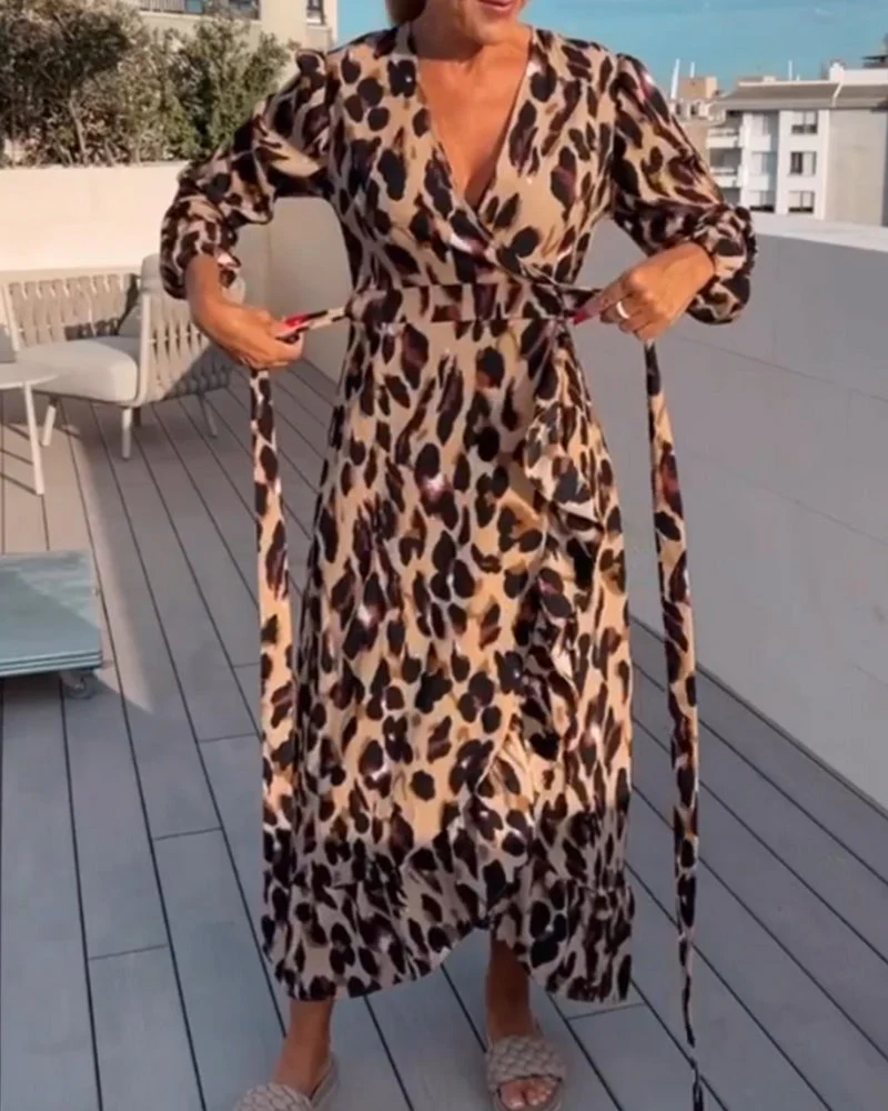Nora® | V-Neck Leopard Print Dress - Image 2