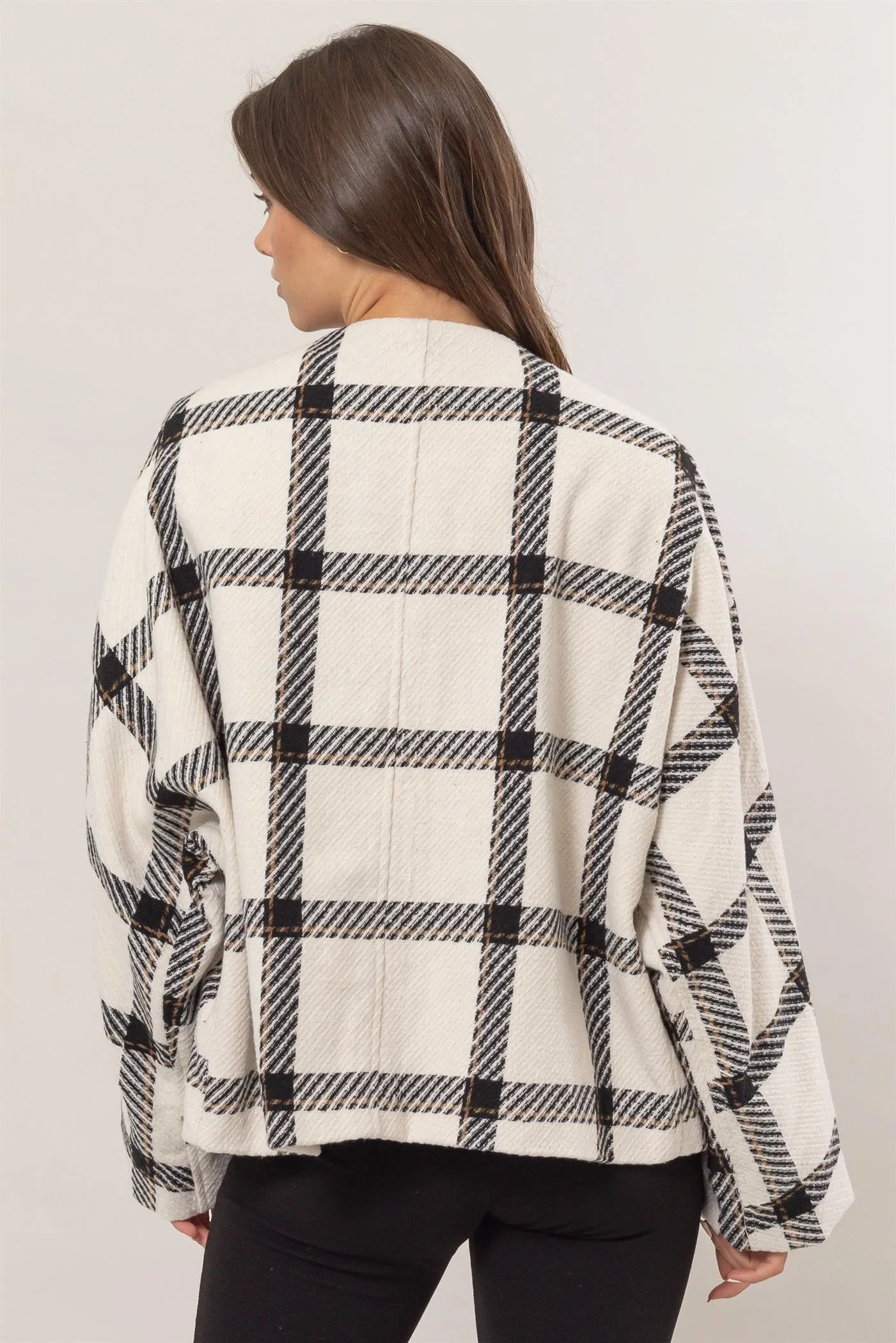 Norma | Checked long-sleeved jacket with side slit pockets - Image 2