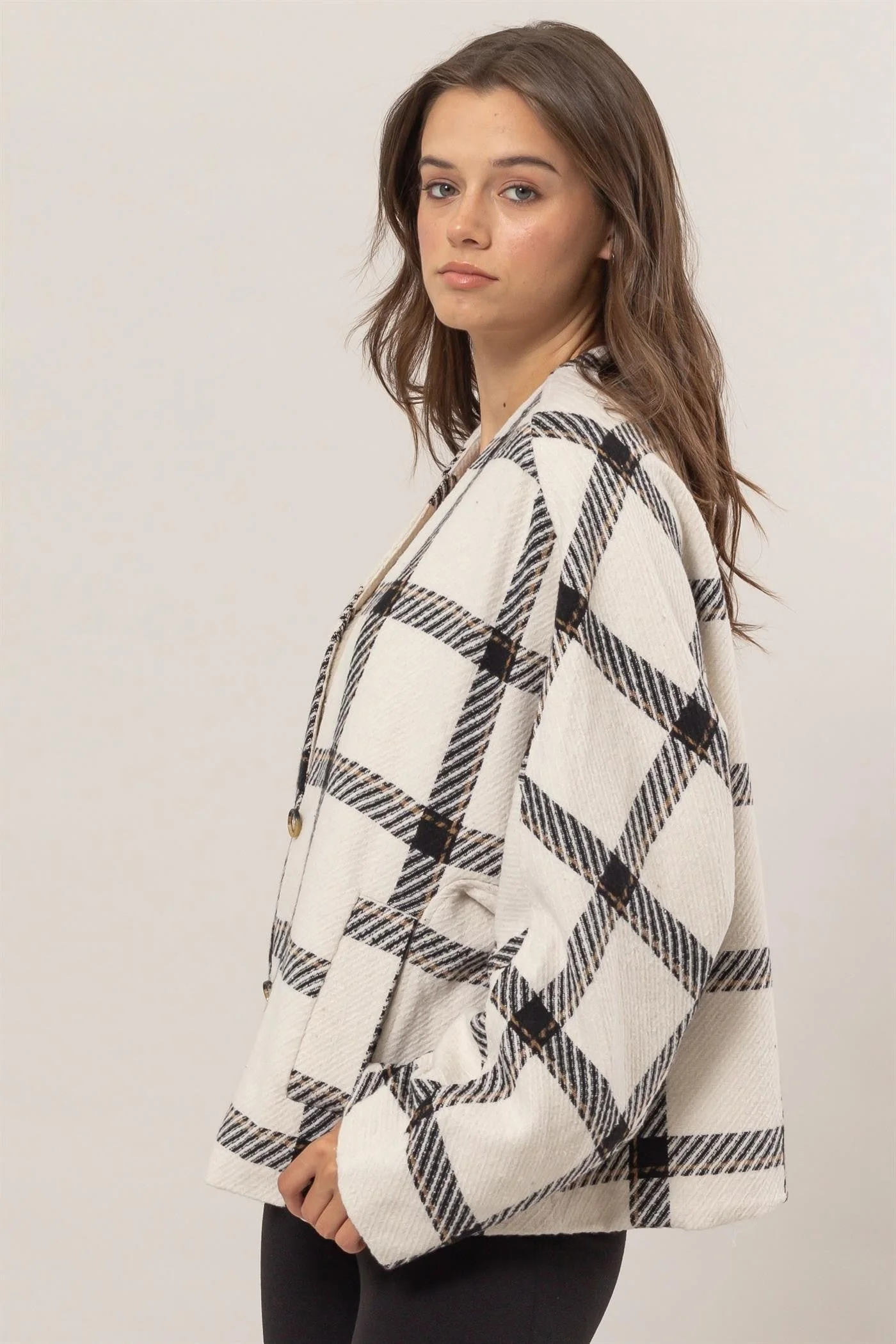 Norma | Checked long-sleeved jacket with side slit pockets - Image 3