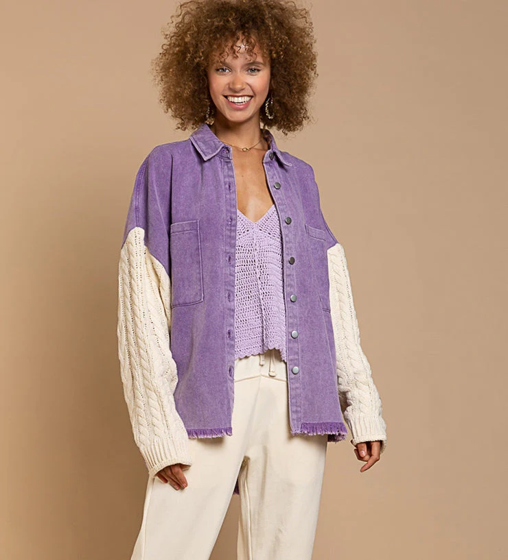 Norma | Women's denim jacket with knitted sleeves - Image 4