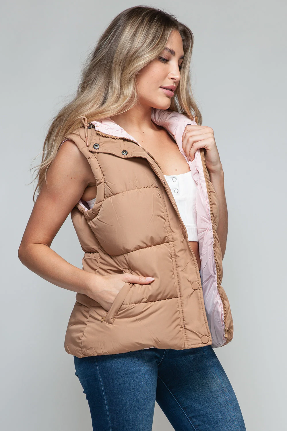 Nuria | Snobbish hooded vest with snap and zip fastening - Image 6