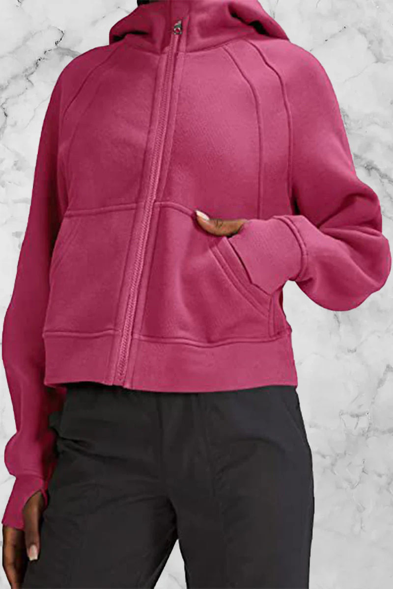 Odalis | Street Solid Solid Color Tops with Hood and Collar