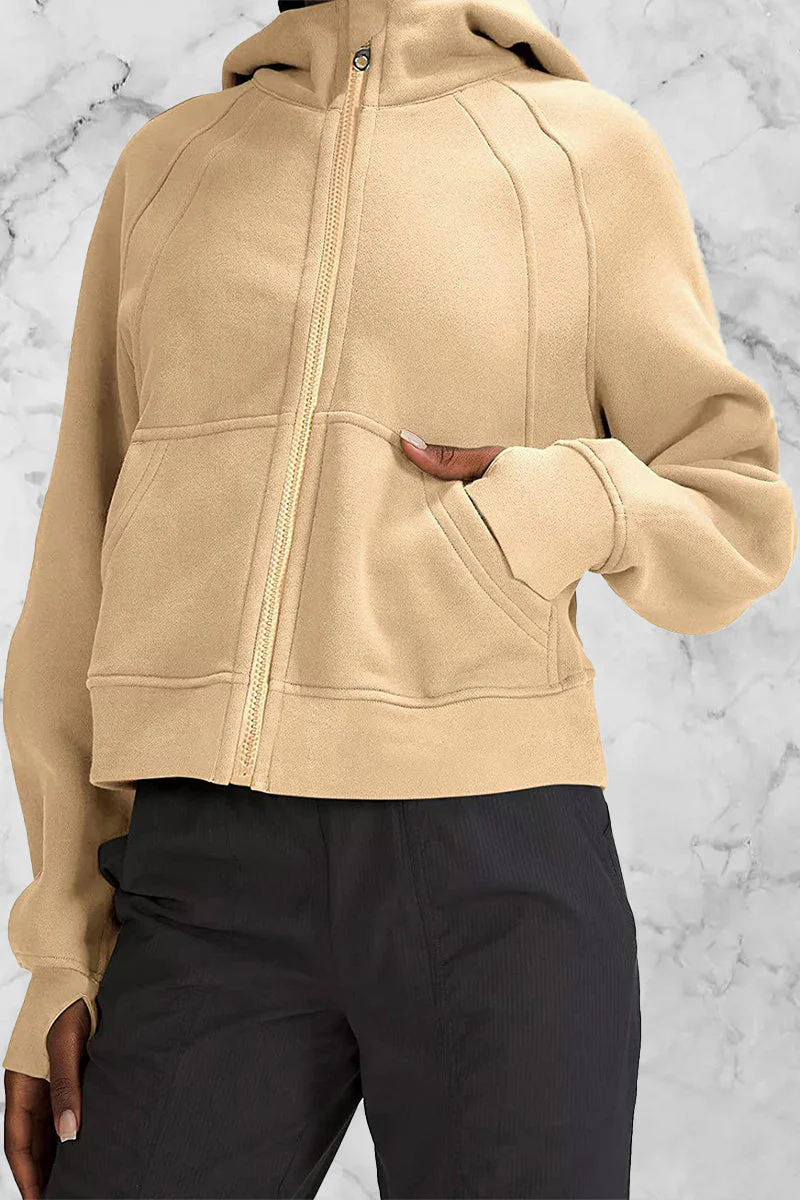 Odalis | Street Solid Solid Color Tops with Hood and Collar - Image 5