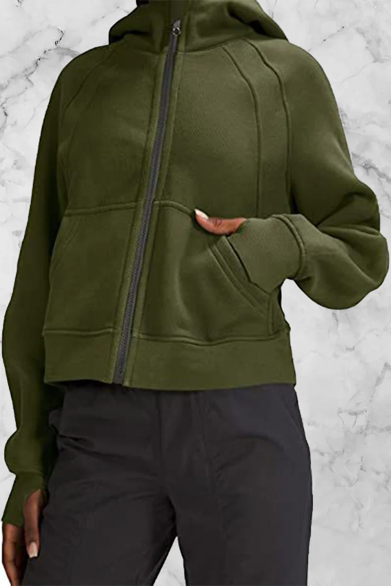 Odalis | Street Solid Solid Color Tops with Hood and Collar - Image 6