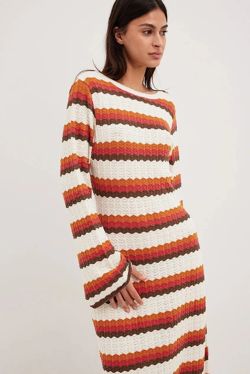 Odalis® | Woven Backless Maxi Knit Dress With Zigzag Pattern - Image 8