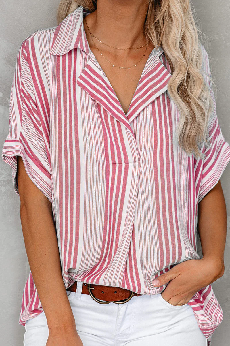 Ofelia® | Elegant Casual Striped Blouse With Turn-Down Collar - Image 3