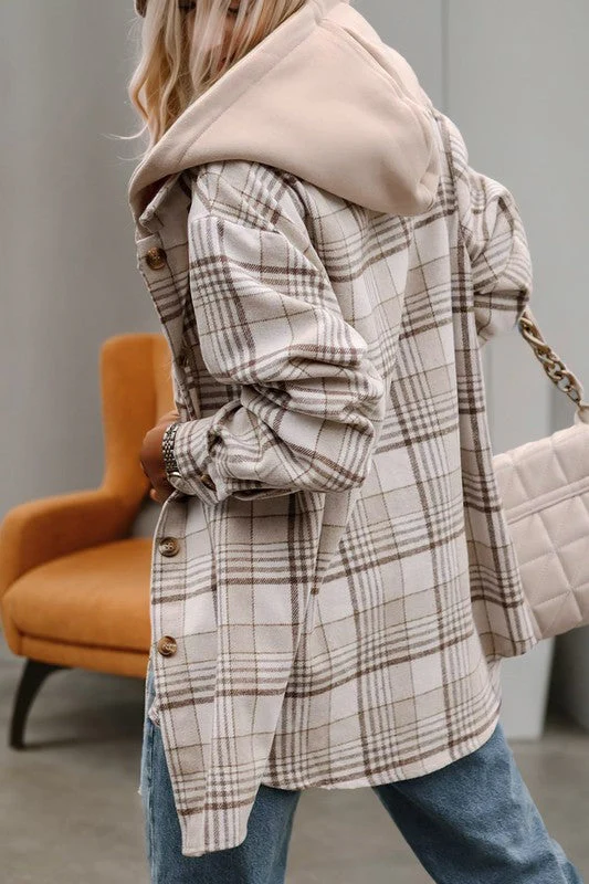 Olga | Checked, detachable hooded jacket with buttons - Image 4