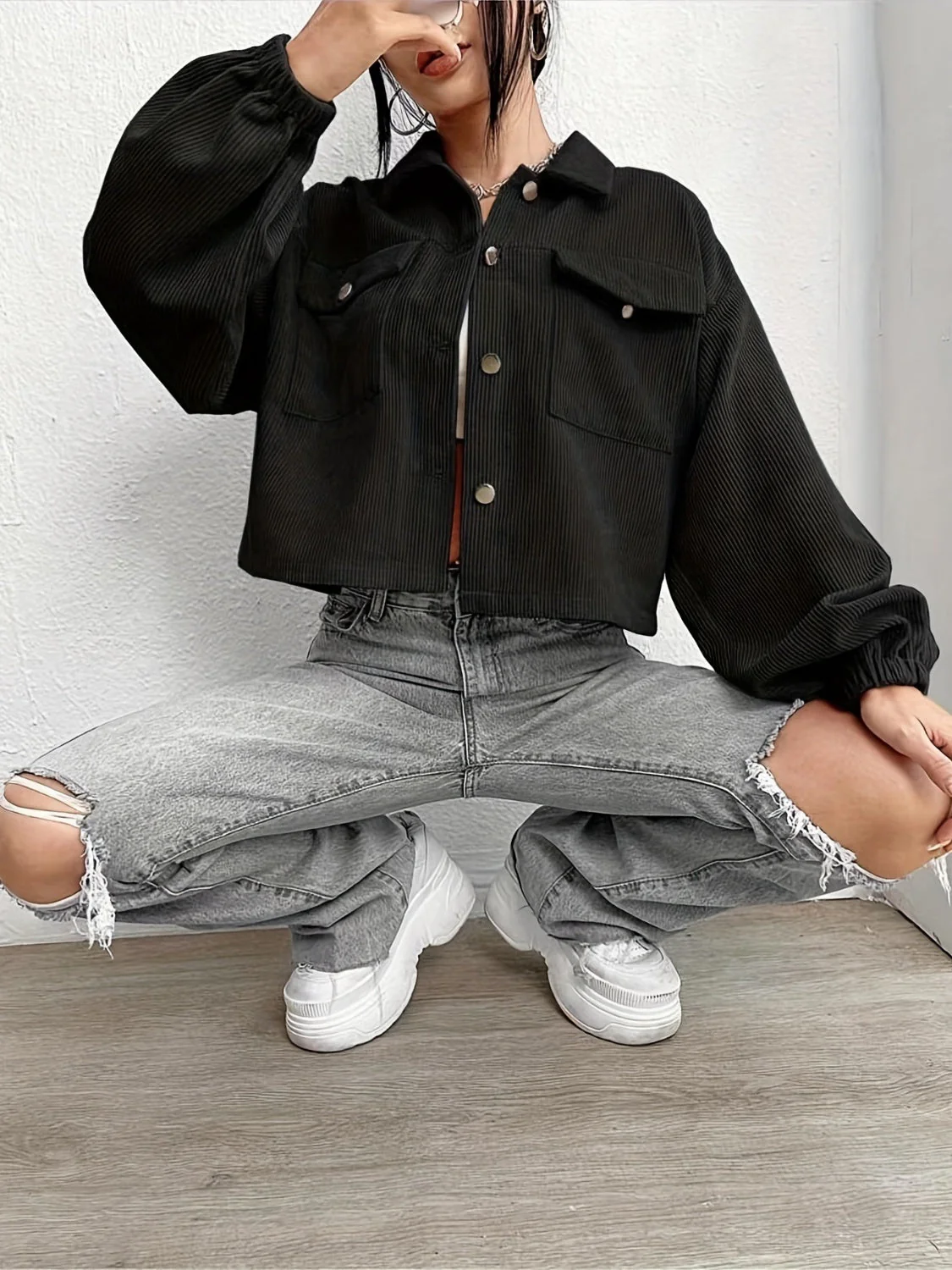 Oriana | Jacket with collar and dropped shoulders - Image 7
