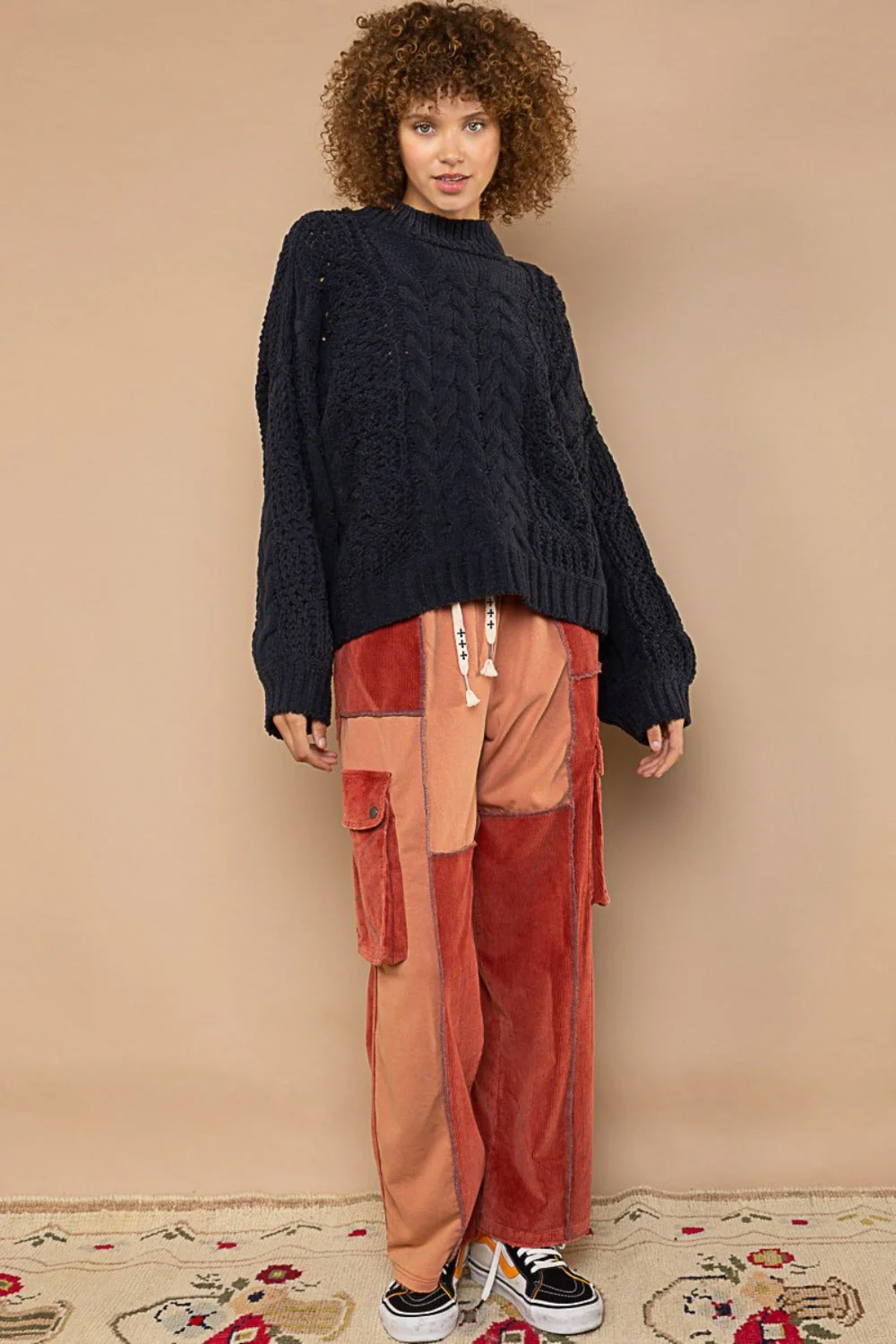 Oriana | POL sweater with stand-up collar and cable pattern - Image 3