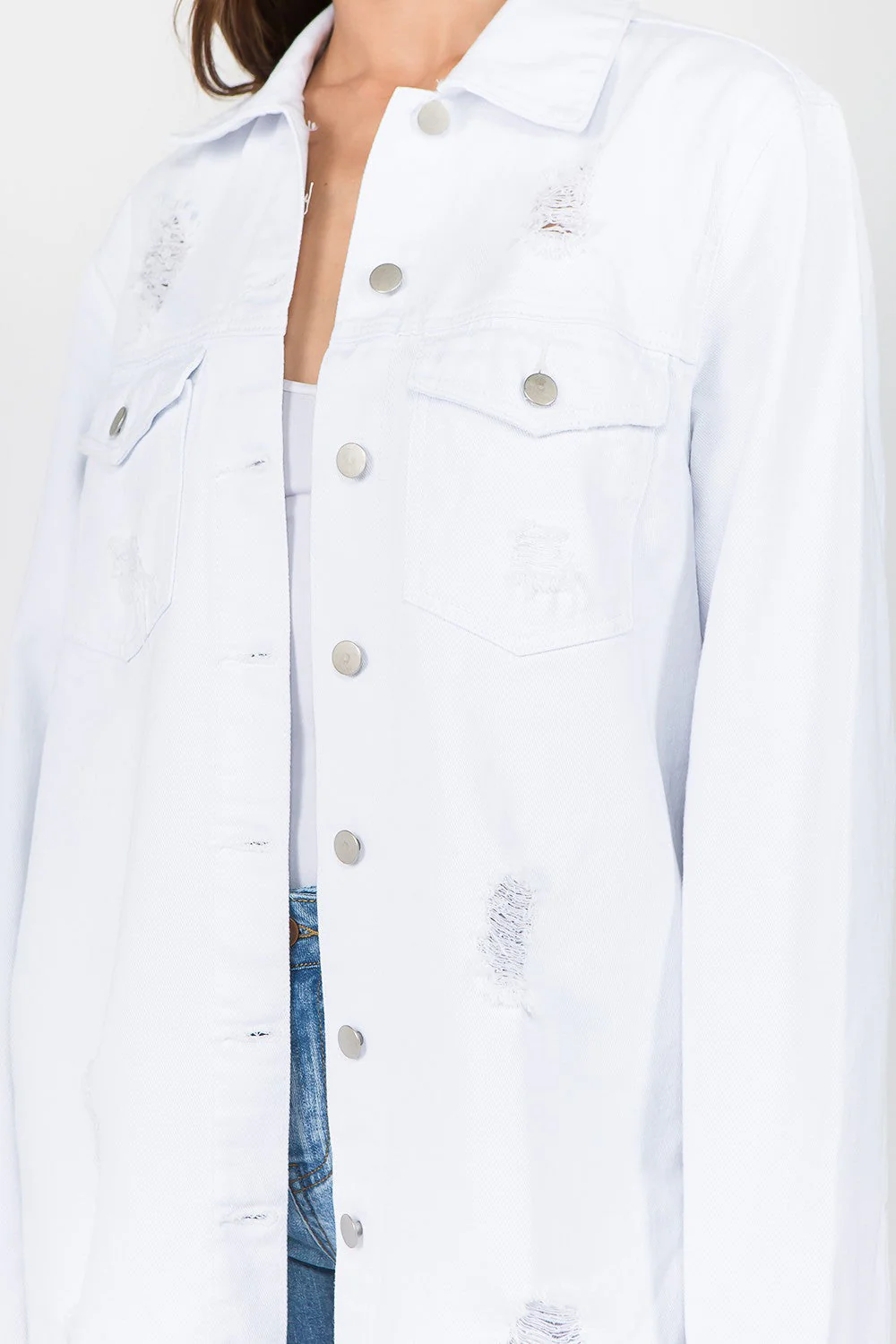 Otilia | American Bazi distressed denim jacket with frayed hem - Image 5