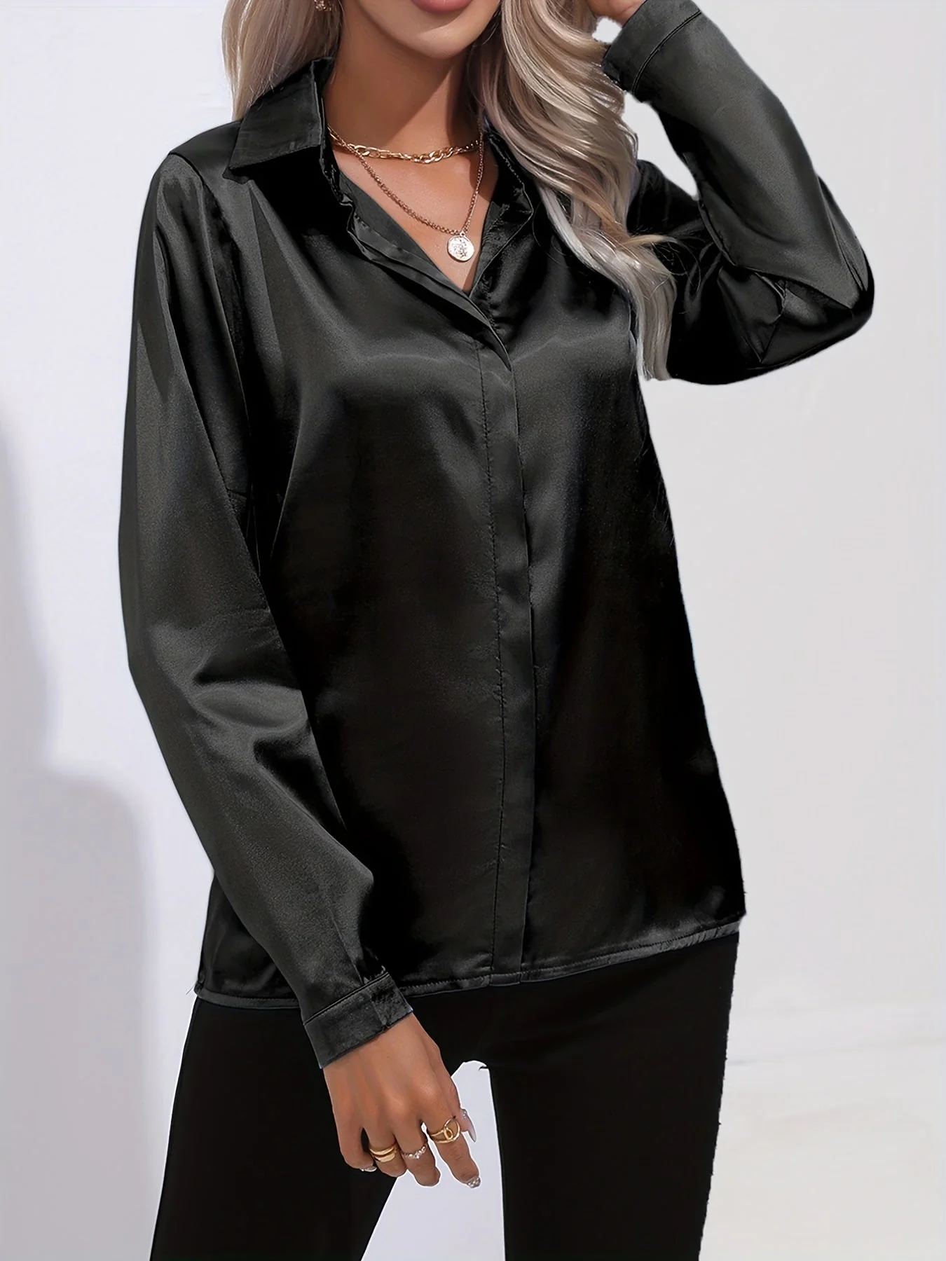 Pamela® | Chic Autumn Elegant Satin Blouse For Women - Image 3