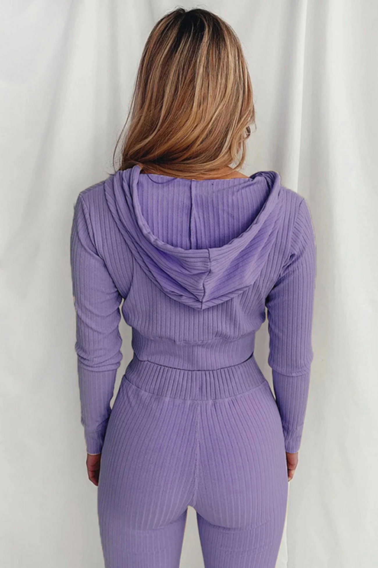 Paola | Long pants suits with ribbed knit hoodie - Image 5