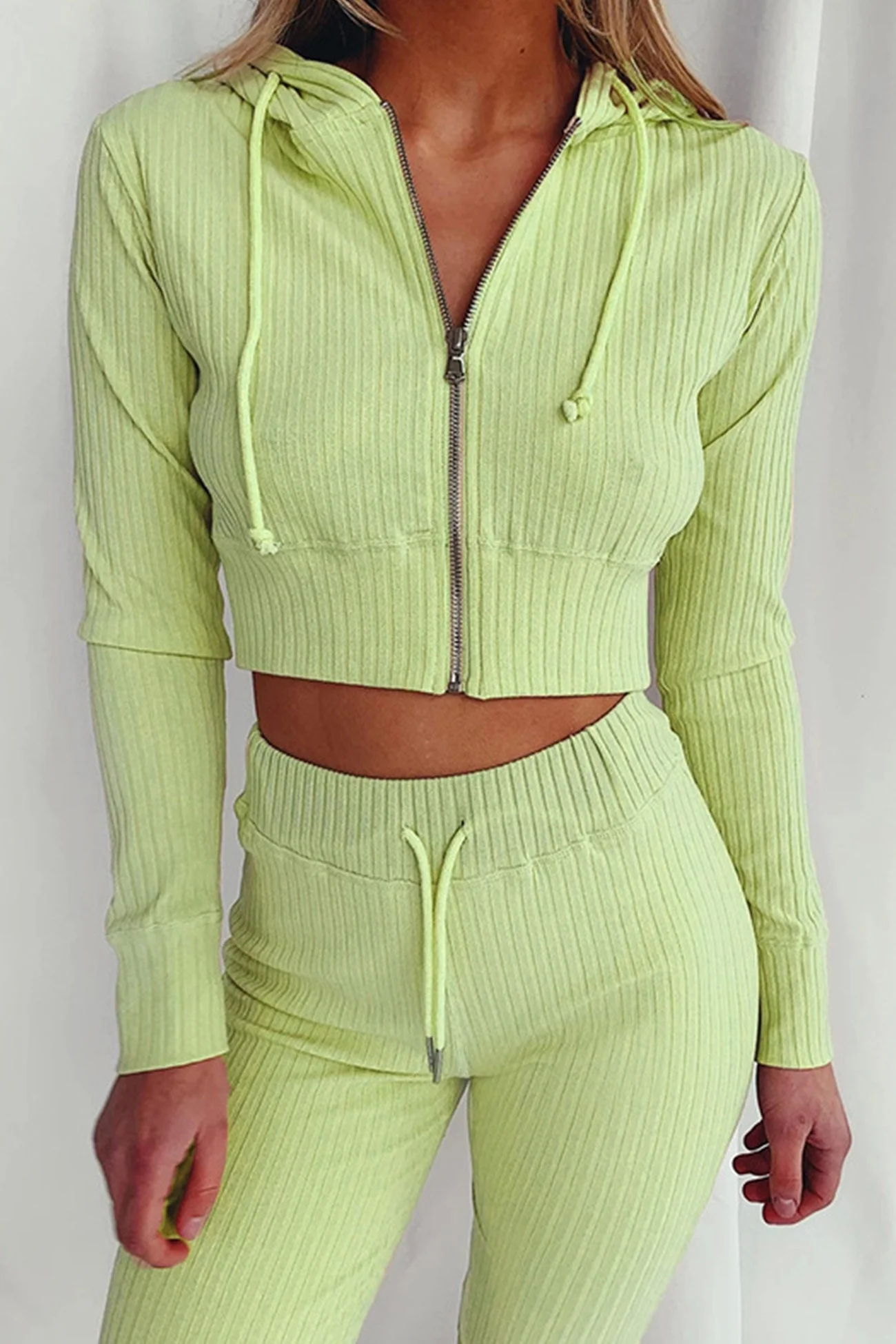 Paola | Long pants suits with ribbed knit hoodie - Image 9