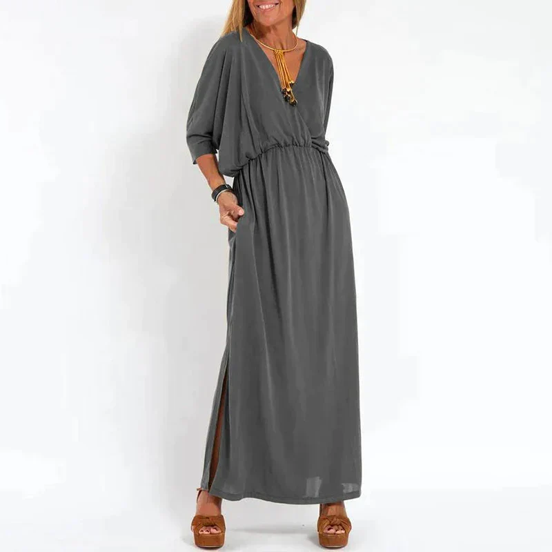 Paola® | Long Vintage Dress With Side Slit And High Waist Hen - Image 2