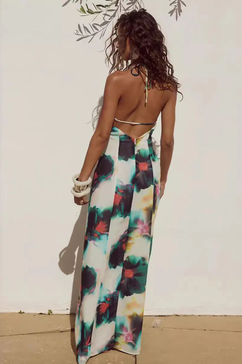 Paola® | Resort-Style Halter Neck Maxi Dress With Tie Belt - Image 3