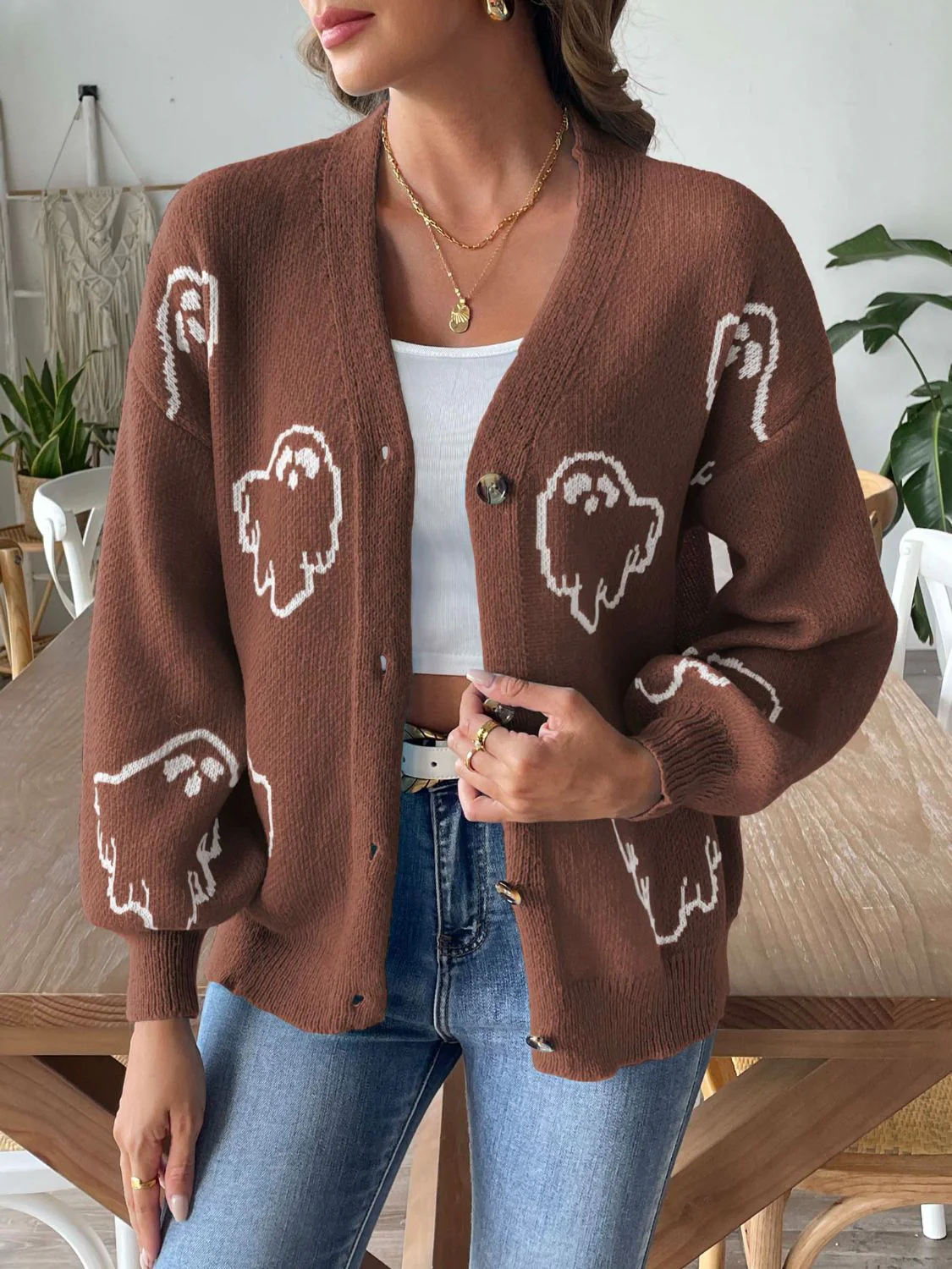 Patricia | Cardigan with a V-neck and dropped shoulders - Image 3