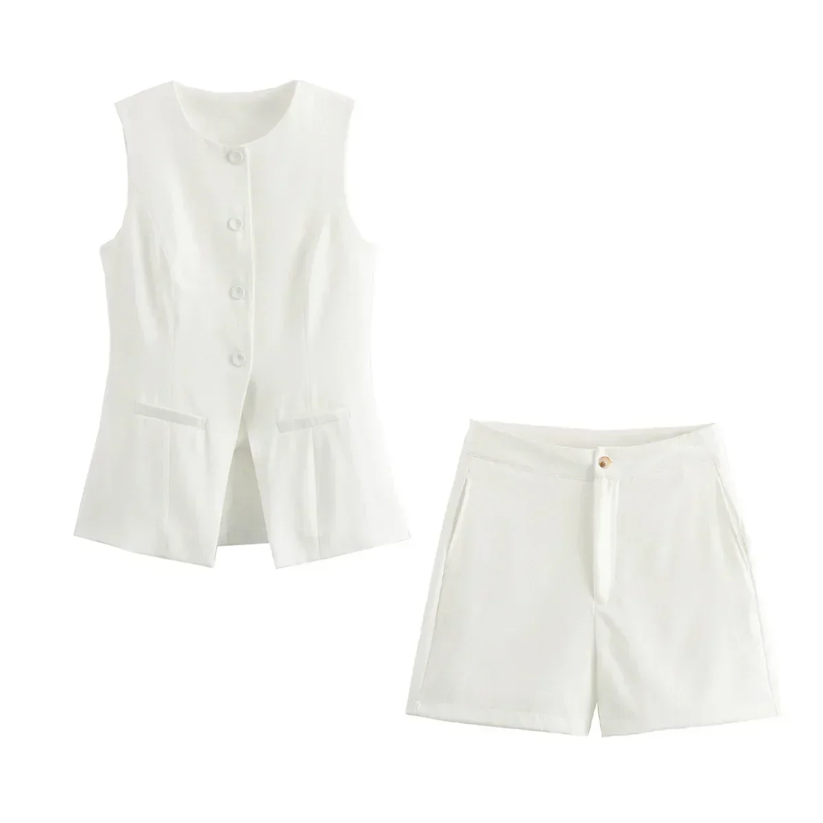 Patricia® | Elegant women's two-piece set vintage short sleeve button placket - Image 9