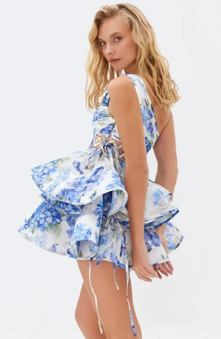 Paula® | Floral-Print One-Shoulder Chiffon Mini Dress - Image 2