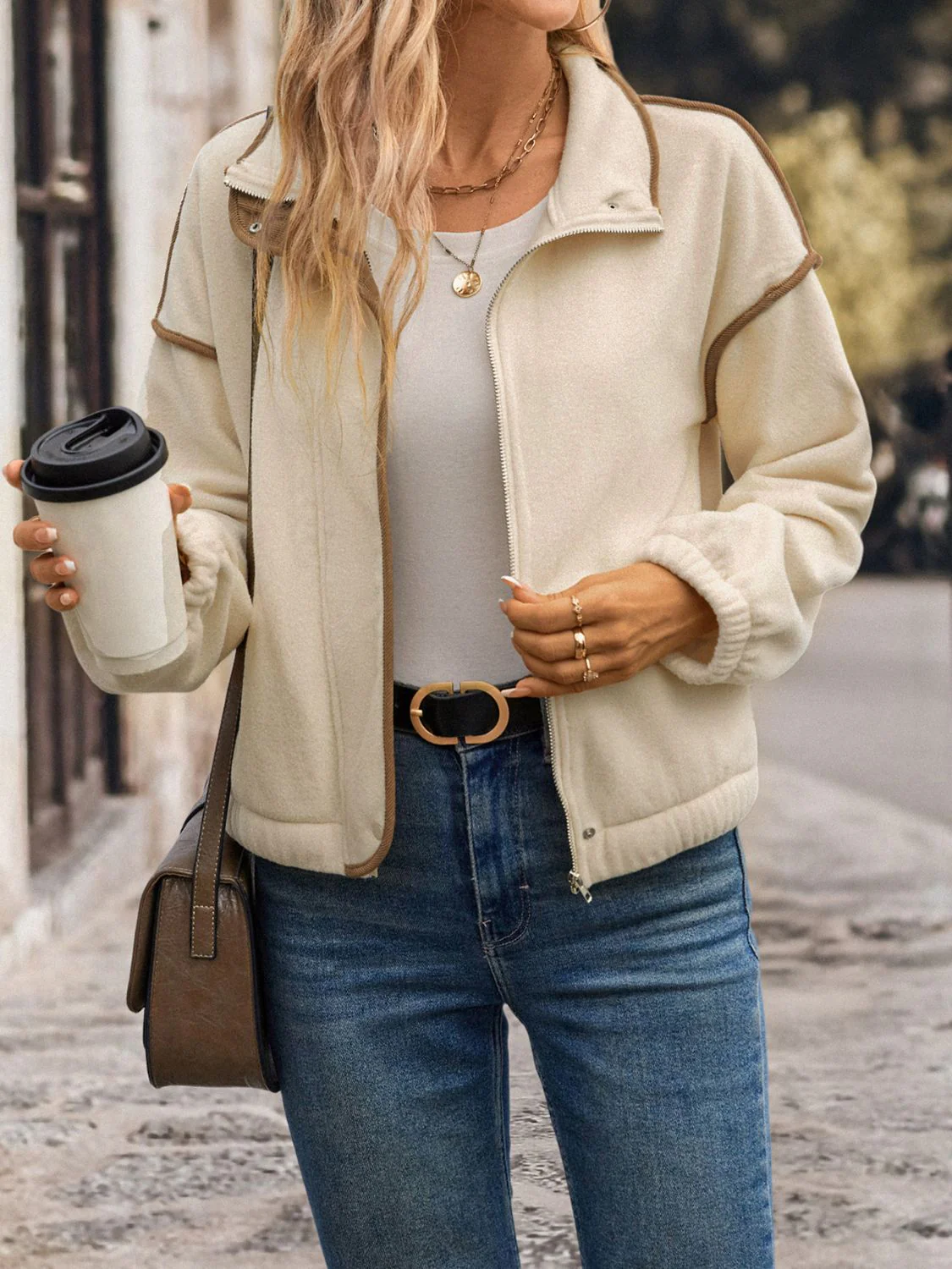Paula | Perfee jacket in polar fleece with zip fastening and dropped shoulders - Image 5