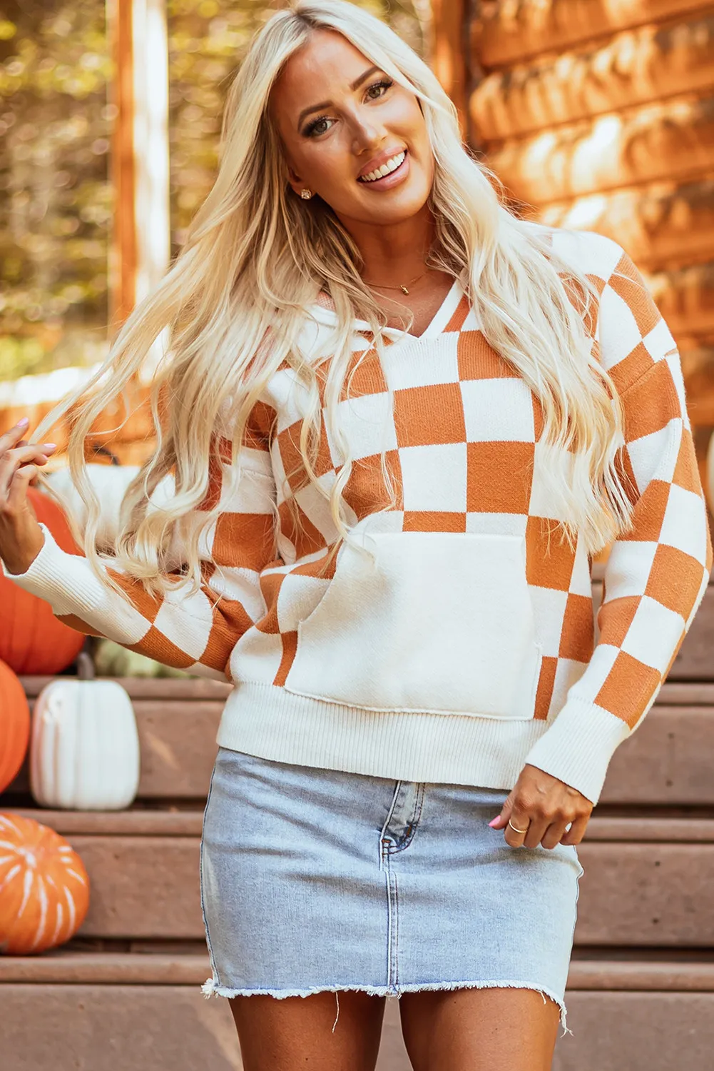 Paulina | Checked long sleeve hoodie - Image 2