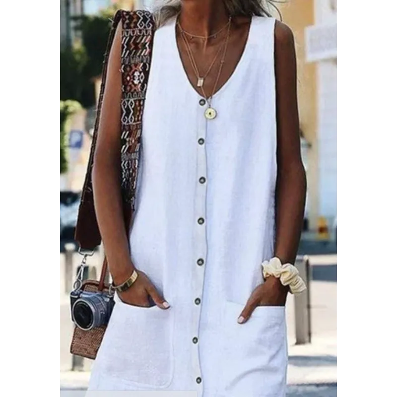 Paulina® | Linen Midi Dress With Slit - Image 4