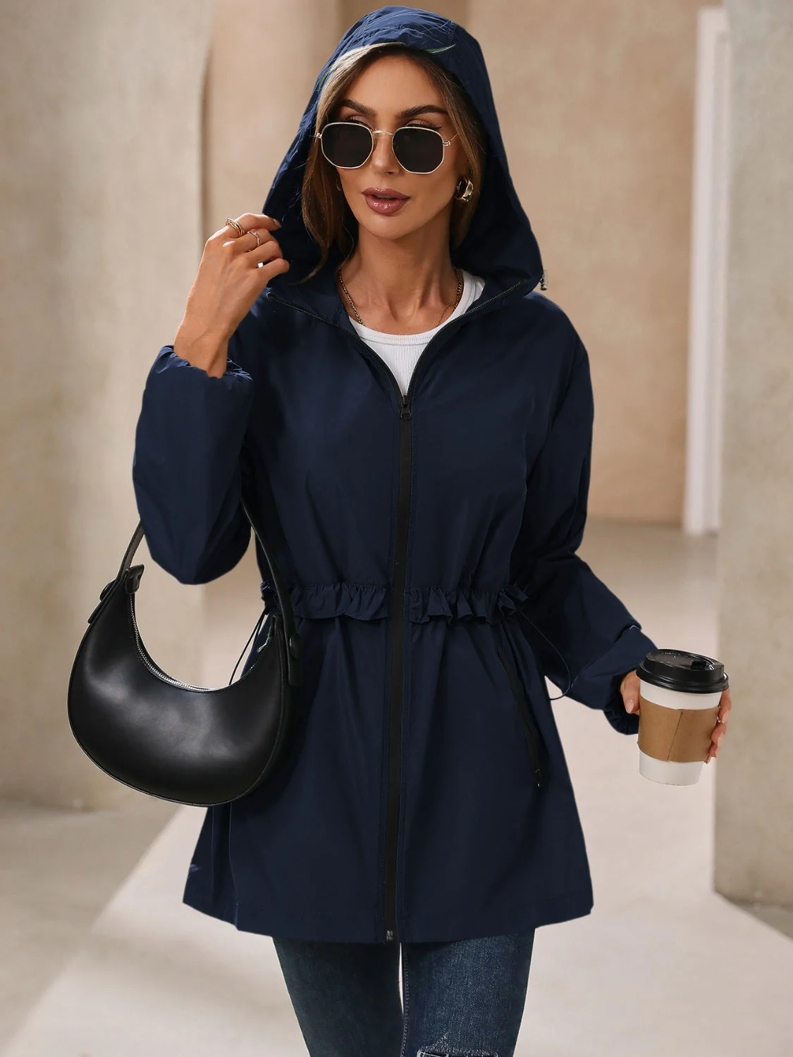 Paulina | Waterproof, long-sleeved outdoor windbreaker with hood - Image 6
