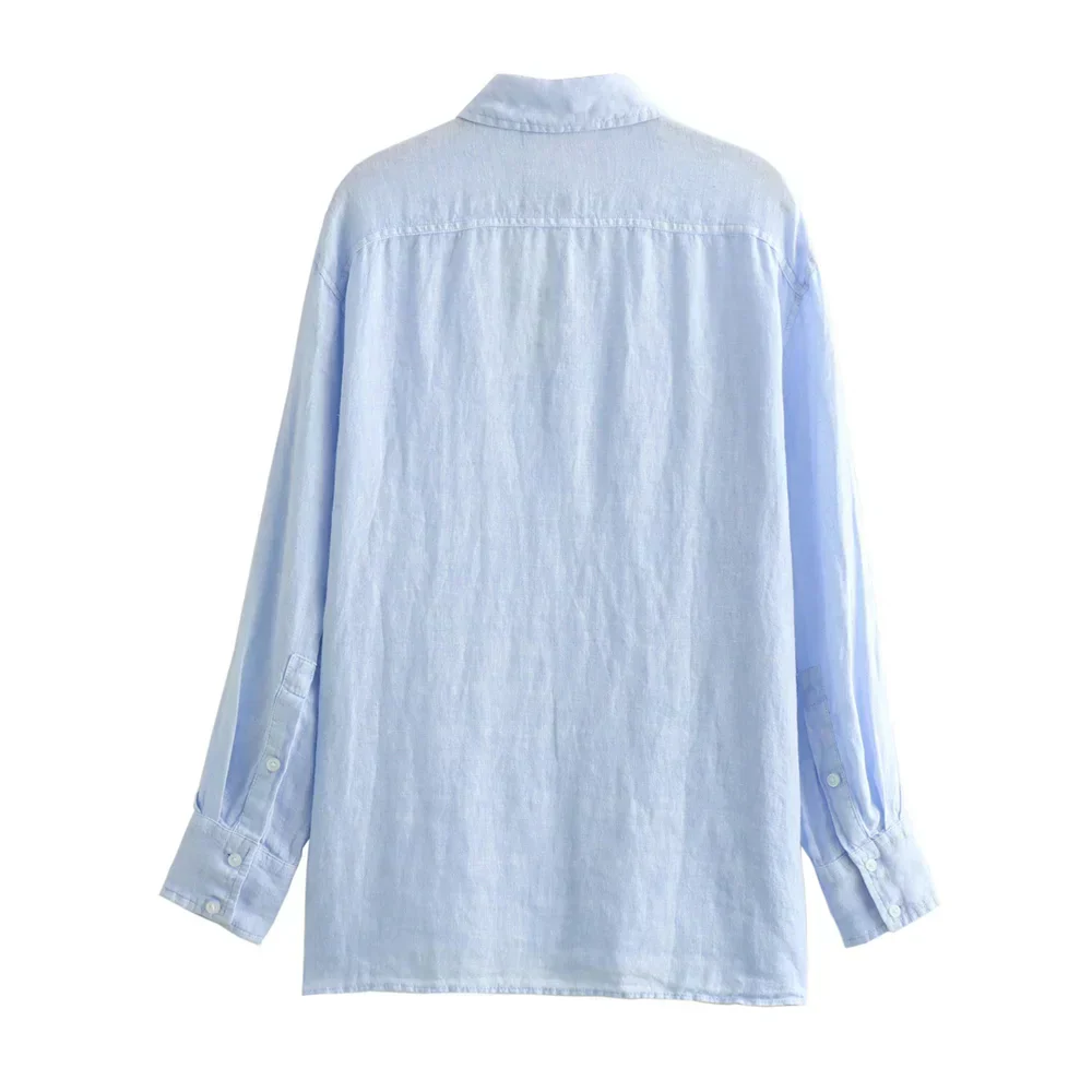 Paz® | Loose Fit Long Sleeves Linen Women'S Fashion - Image 3