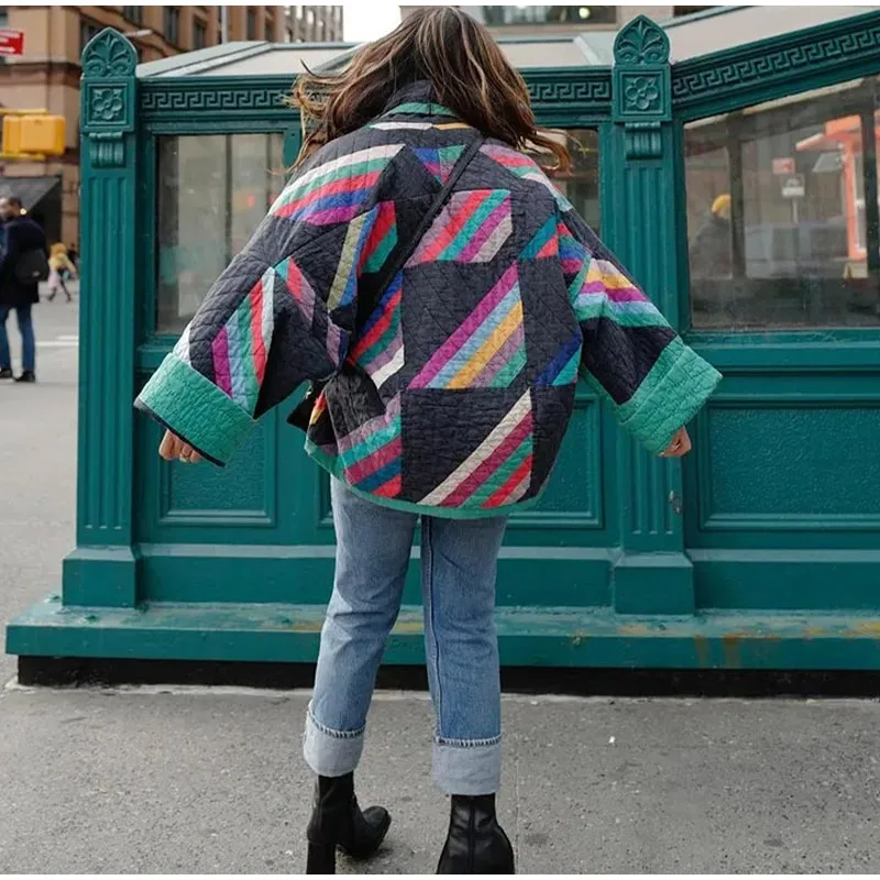 Perla® | Padded Kimono Jacket With Rainbow Stripes