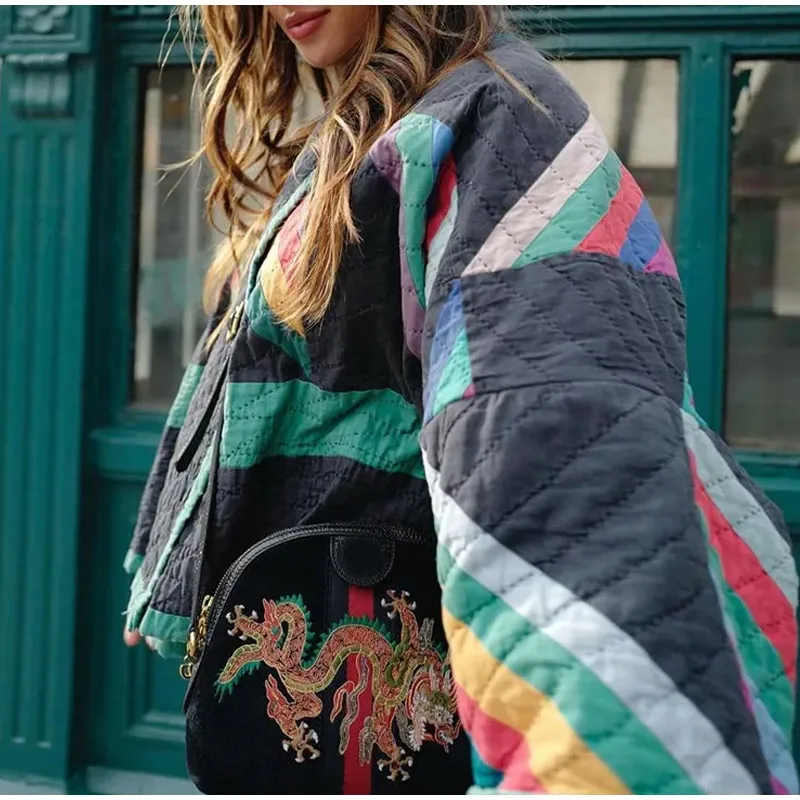 Perla® | Padded Kimono Jacket With Rainbow Stripes - Image 3