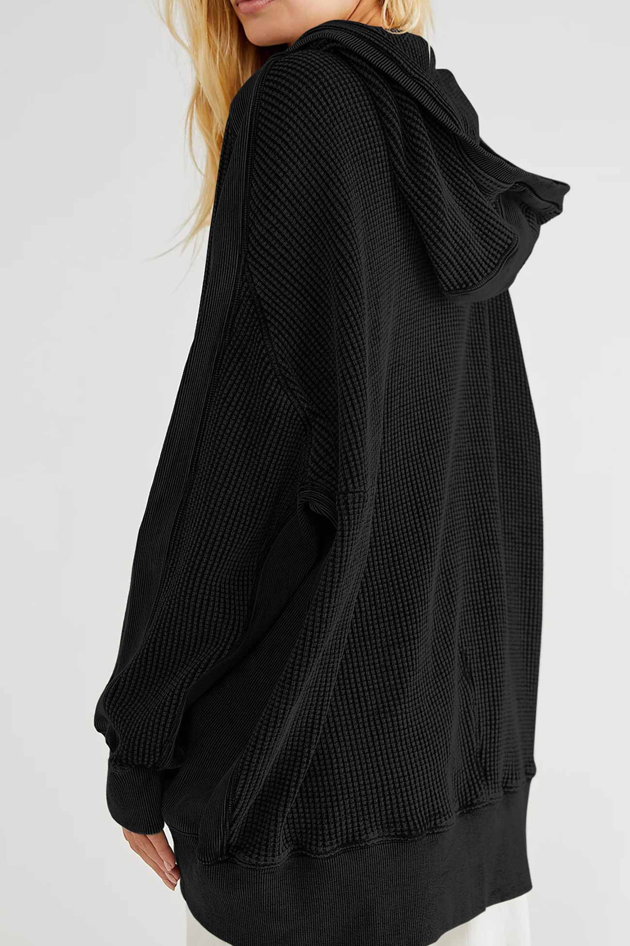 Petra | Solid color waffle zip hoodie - Image 7