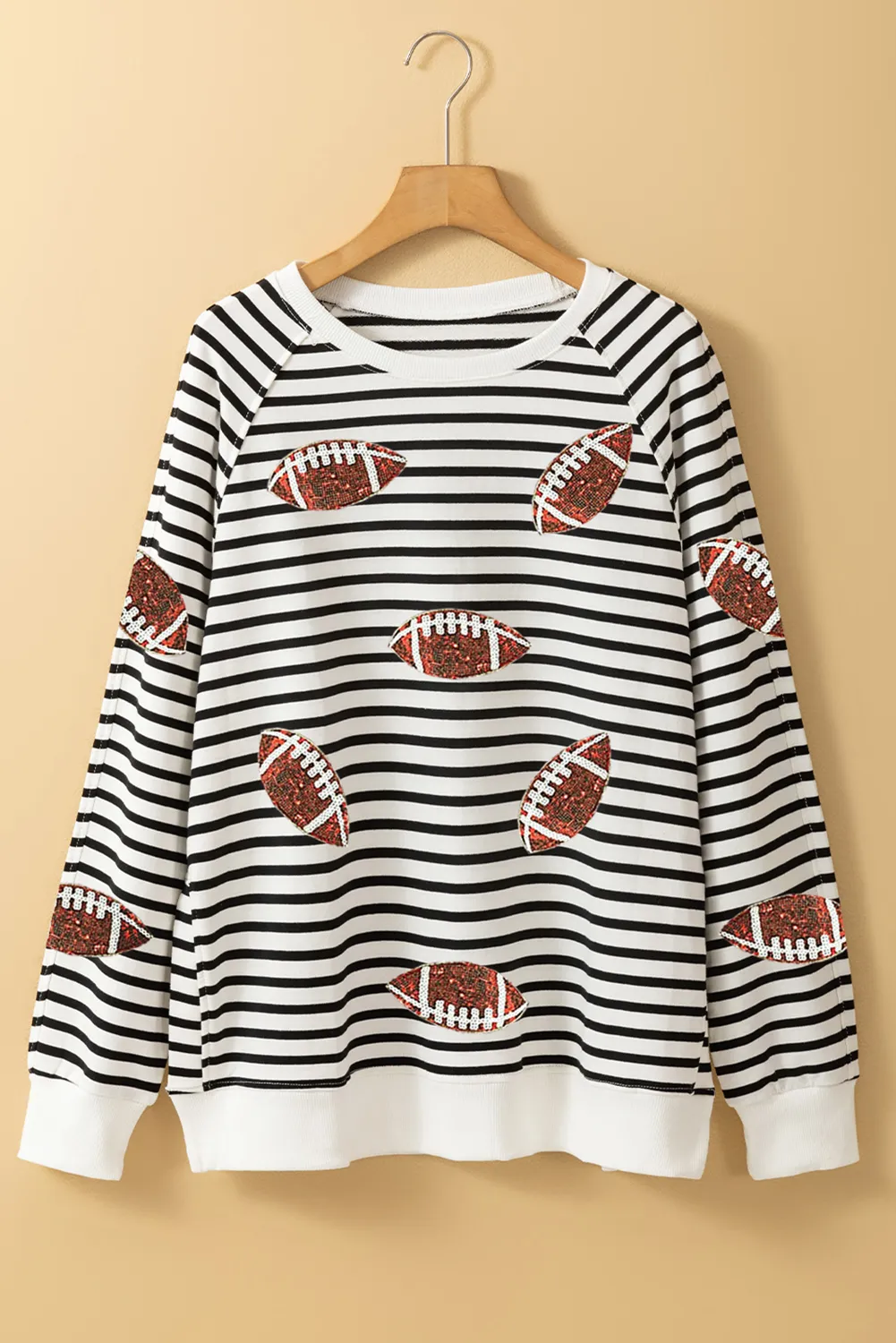 Petra | Striped sequin long-sleeved football sweatshirt - Image 2