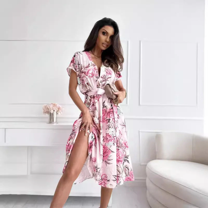 Petra® | Women'S Floral Print Midi Dress With Tie Belt - Image 2