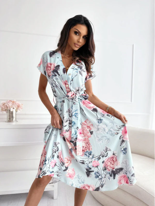 Petra® | Women'S Floral Print Midi Dress With Tie Belt - Image 6