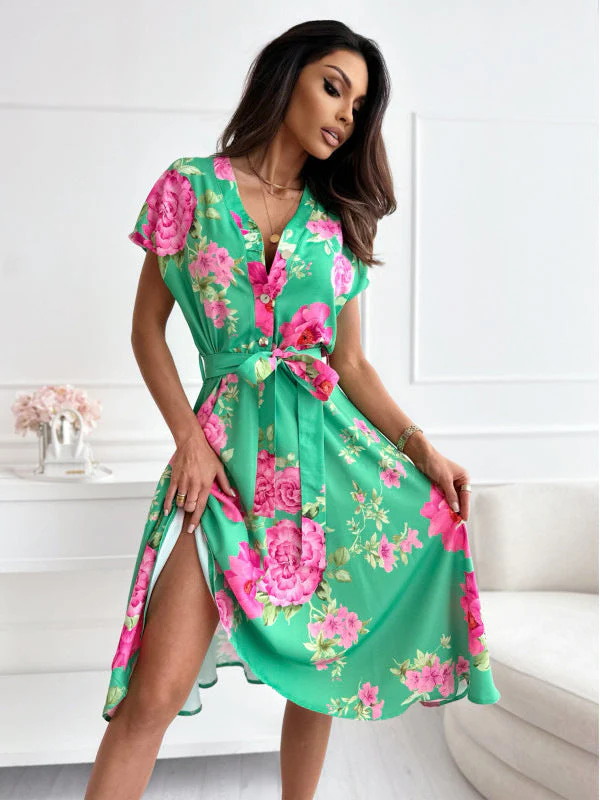 Petra® | Women'S Floral Print Midi Dress With Tie Belt - Image 7