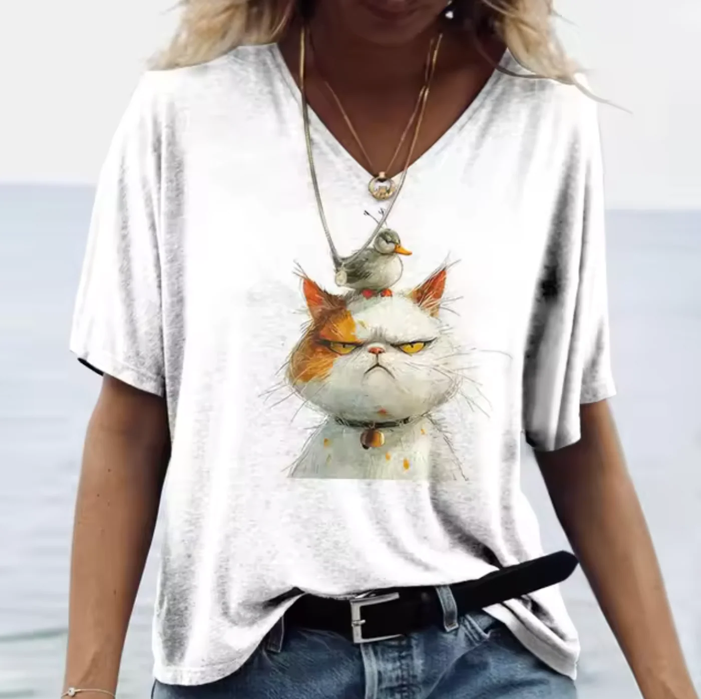 Piera® | White T-Shirts With Rabbit Print - Image 6