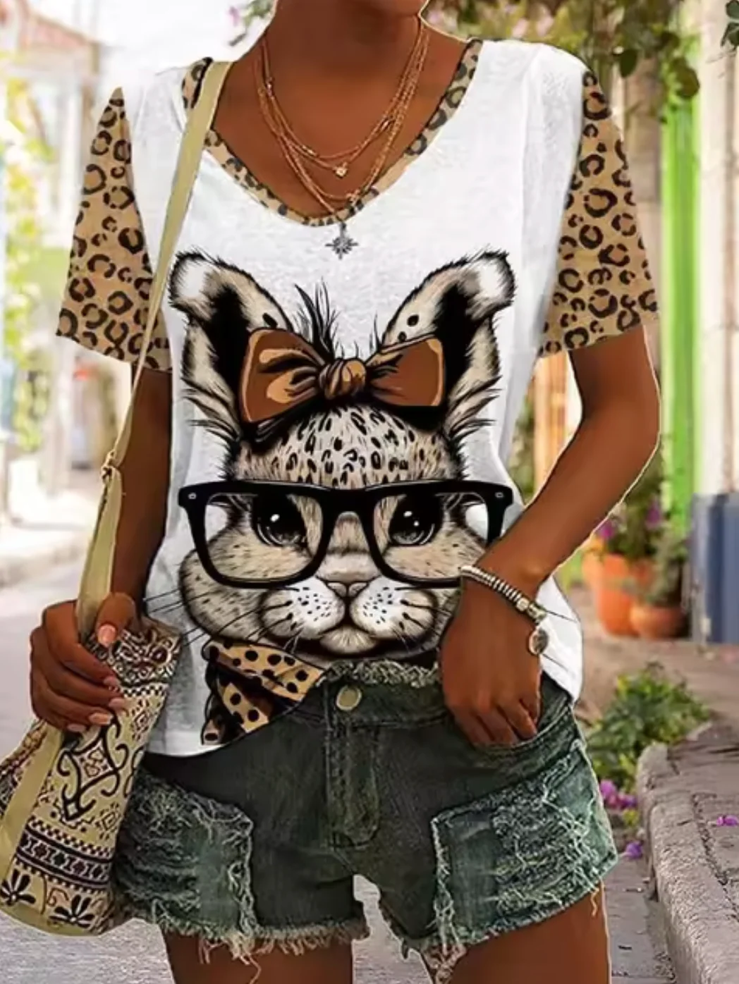 Piera® | White T-Shirts With Rabbit Print - Image 8