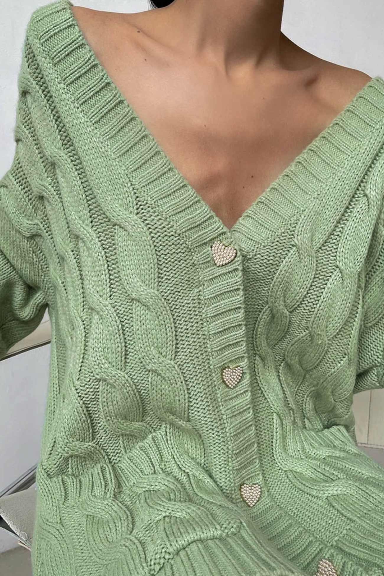 Pilar | Solid single breasted cable knit cardigan - Image 4