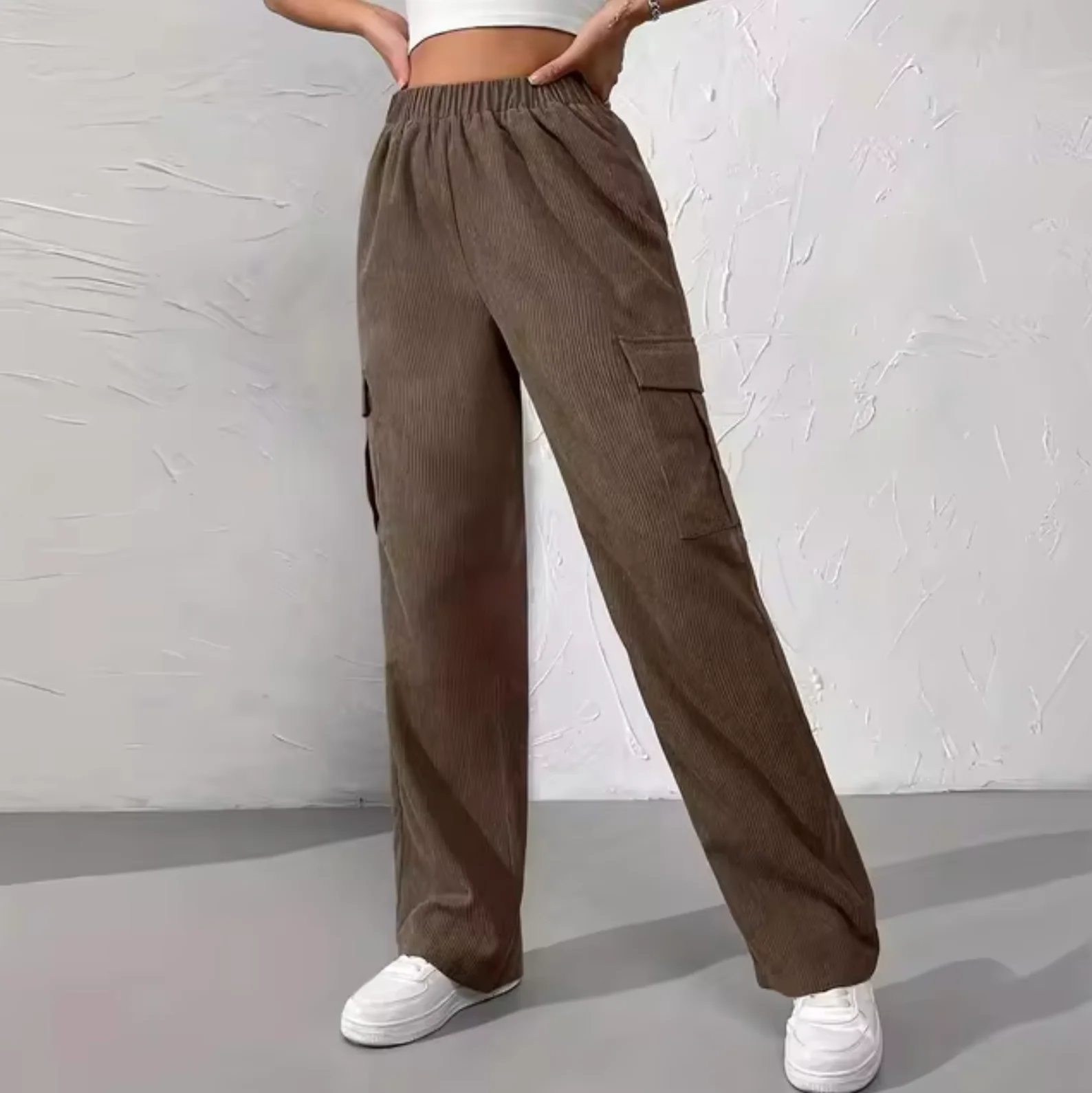 Pilar | Wide-leg corduroy cargo pants