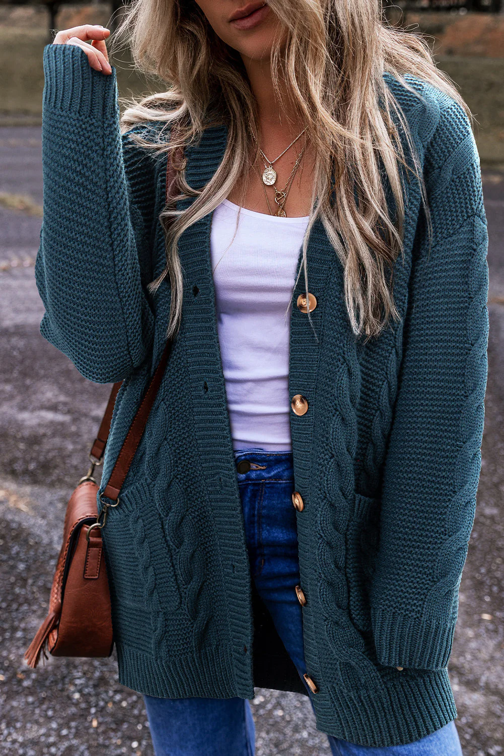 Pink| Casual and stylish winter cardigan - Image 3