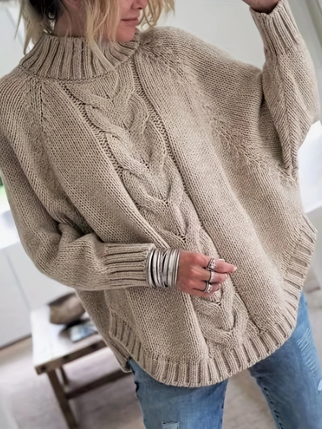 Pink | Elegant knitted sweater - Image 2