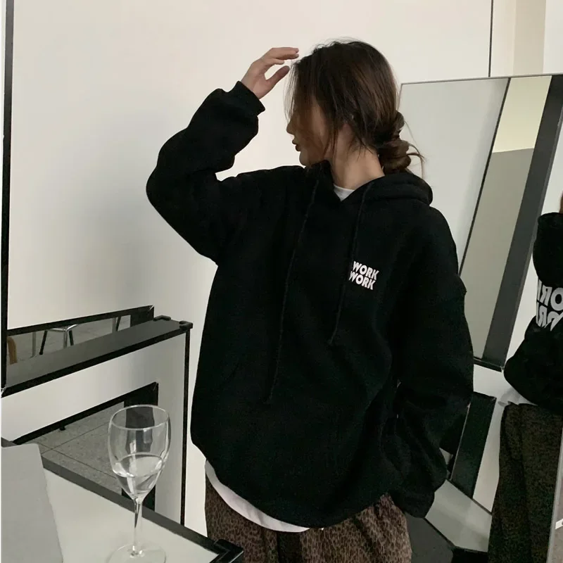 Pink | Warm, loose-fitting sweater with a hood - Image 2