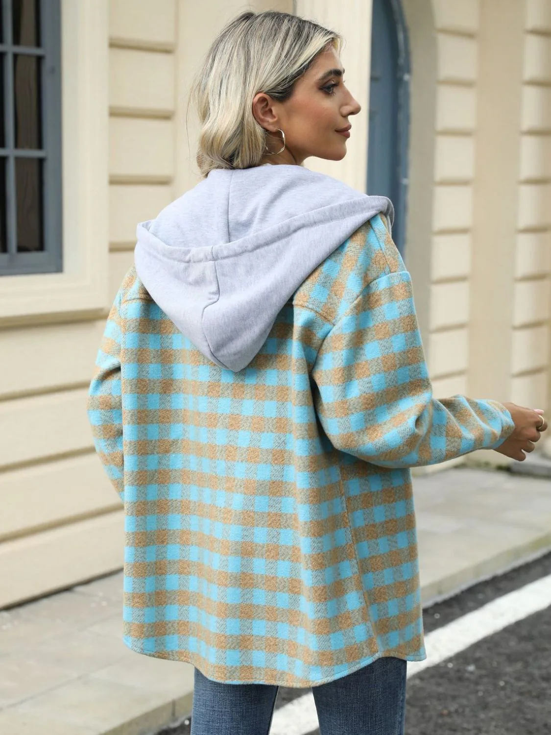 Ramona | Checked drawstring hooded jacket with long sleeves - Image 18